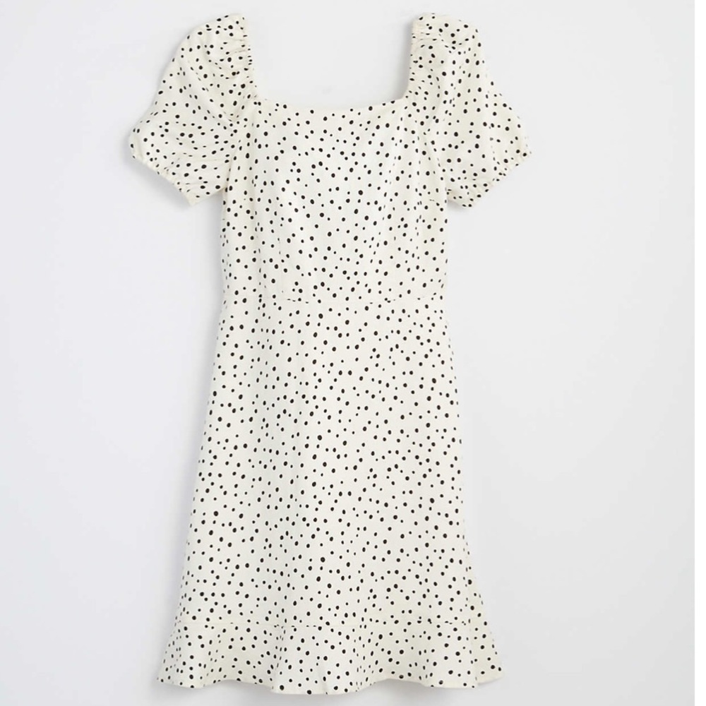 NWT LOFT Dotted Tie Back Flare Dress SZ 10